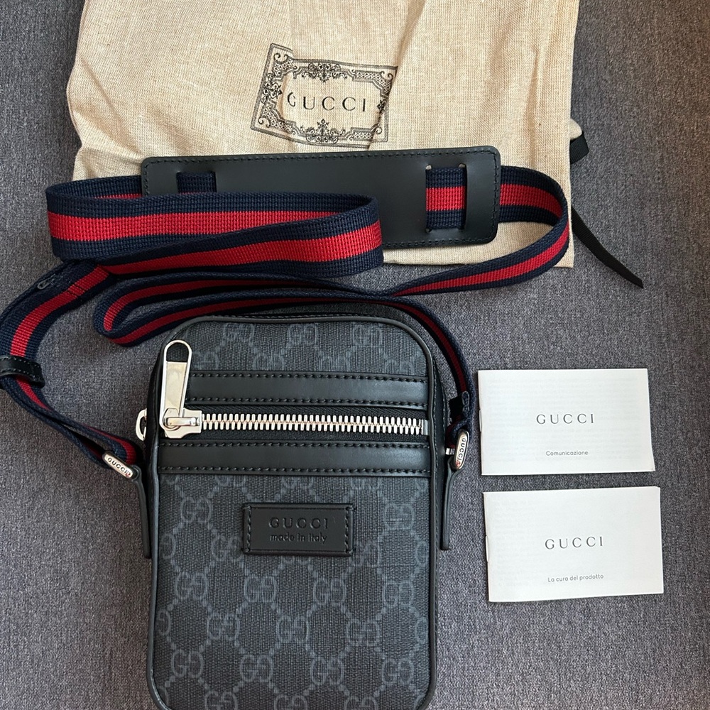 Gucci Black Belt Bag with Signature Monogram